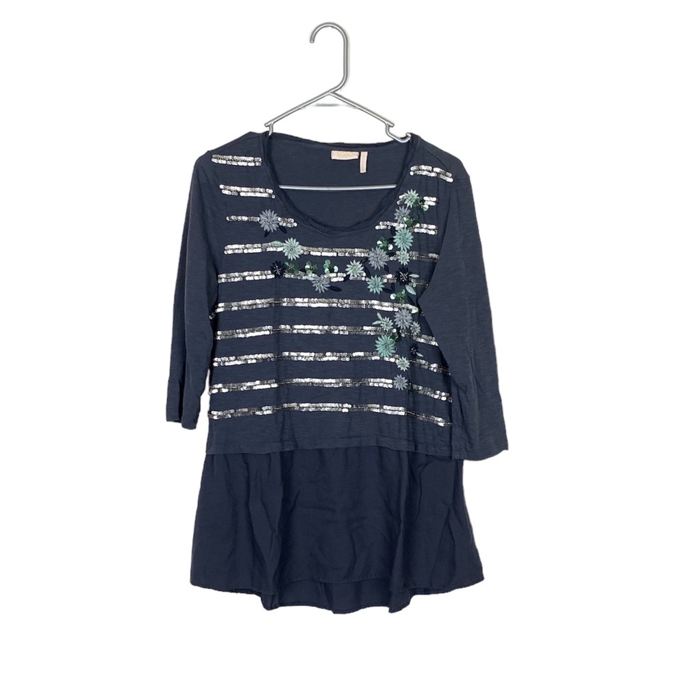 Logo lavish Lori gold sequins embroidered top size medium fairy whimsical